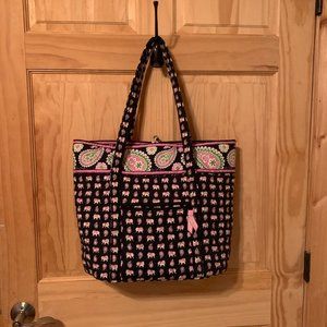 Vera Bradley Large Tote in Pink Elephants Retired